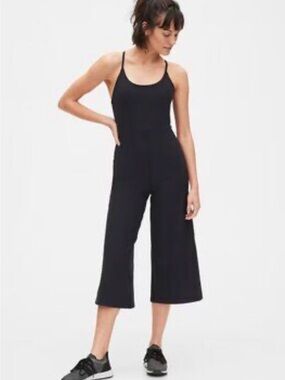 GapFit Black Ribbed Jumpsuit Medium